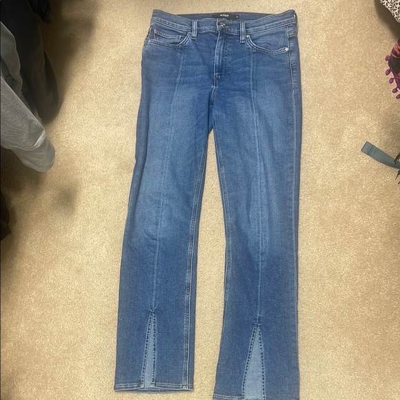 Hudson Jeans  Barbara Blue Straight Leg Denim with slit - Picture 1 of 4